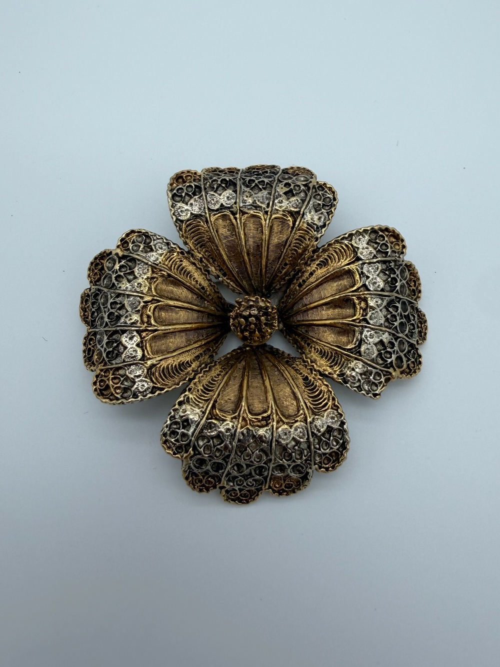 Vintage Floral Filigree Brooch by ART
